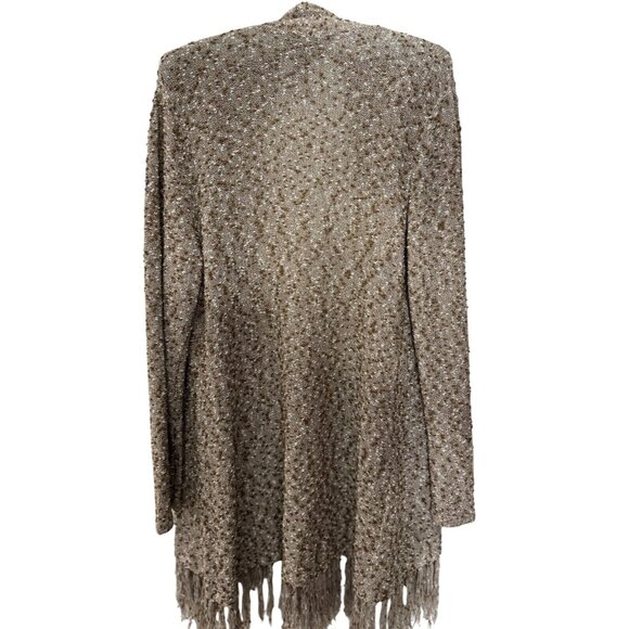 Additions By Chicos Taupe Textured Open Front Cardigan Sweater Size 1 - Picture 2 of 3